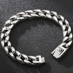 Man Bracelet Homme 12MM Wide Stainless Steel Curb Chain Charm Bracelets Hand Bands for Men Vintage Mens Jewellery Accessories
