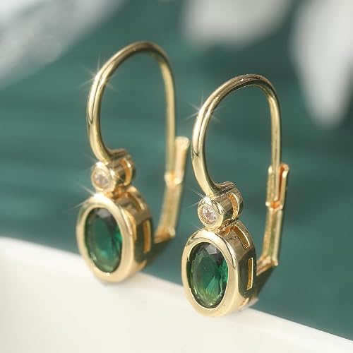 Fashionable and Compact Copper Material Golden Hoop Earrings Inlaid with Synthetic Green Zircon, Exquisite Women's Earrings, Bridal Accessories, Vintage Jewelry