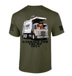 Trenz Shirt Company Garbage For Trump Funny Trash Truck Trump MAGA Hat Short Military Green 4X-Large