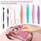 7 Pcs Tweezers for Women Facial Hair, Stocking Stuffers for Teen Girls Women, Christmas Small Gifts for Teen Girls Women, Eyebrow Tweezers Set, Birthday Beauty Cute Gifts for Mom Wife Her