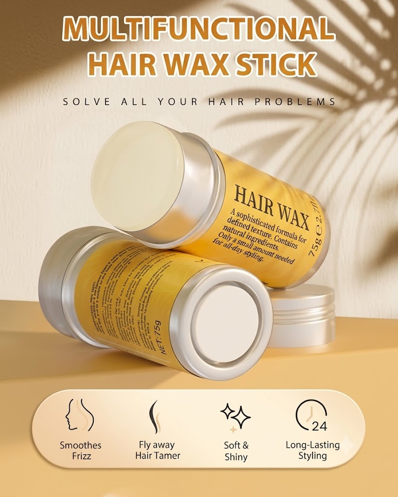 Hair Wax Stick, Gel Tamer for Flyaways, Nourishing Slick Stick Pomade for Women & Kids, Slick Back & Styling Cream, Hair Styling Accessories for Teen Girls Gifts, 2.7 Fl Oz