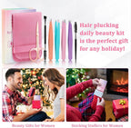 7 Pcs Tweezers for Women Facial Hair, Stocking Stuffers for Teen Girls Women, Christmas Small Gifts for Teen Girls Women, Eyebrow Tweezers Set, Birthday Beauty Cute Gifts for Mom Wife Her
