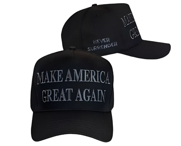 Official Trump ...DARK MAGA - NEVER SURRENDER - Hat - Blackout (Made in USA)