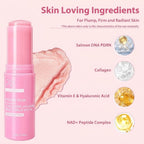 2PCS PDRN Pink Collagen Volume Multi Balm Stick - Hydrating Balm Eye Cream Make Up Base & Moisture Stick, Collagen Wrinkle Stick Face & Body Balm for Neck, Forehead, Smile Lines, Lips