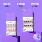 Core, Press On Nails, Nail glue included, 'Full of Fun', Black, Medium Size, Almond Shape, Includes 32 Nails, 2g Glue, 1 Manicure Stick, 1 Mini File