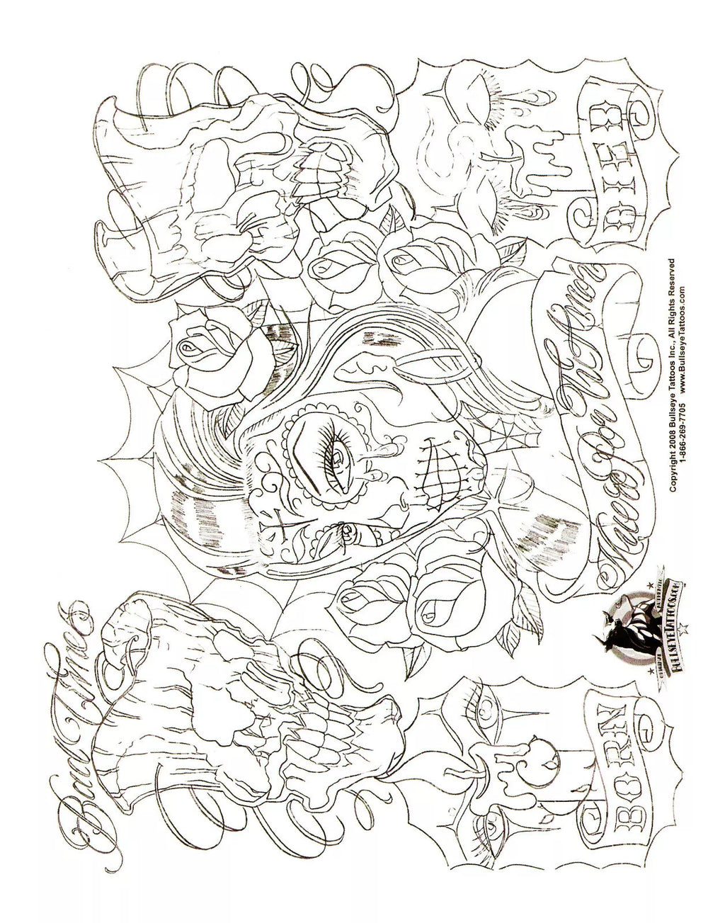 SAILOR JERRY Boog Gangsta Style Tattoo Flash Set 5 Sheets With Linework, Gangster, 11x14" 3