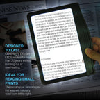 MAGNIPROS [Rechargeable] 5X Large Ultra Bright LED Page Magnifier with 3 Color Light Modes