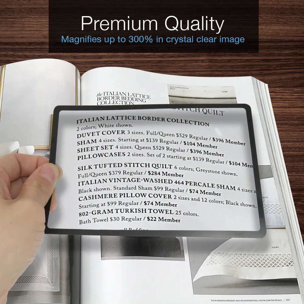 MAGNIPROS 3x (300%) Page Magnifying Lens With 3 Bonus Bookmark Magnifiers for Reading