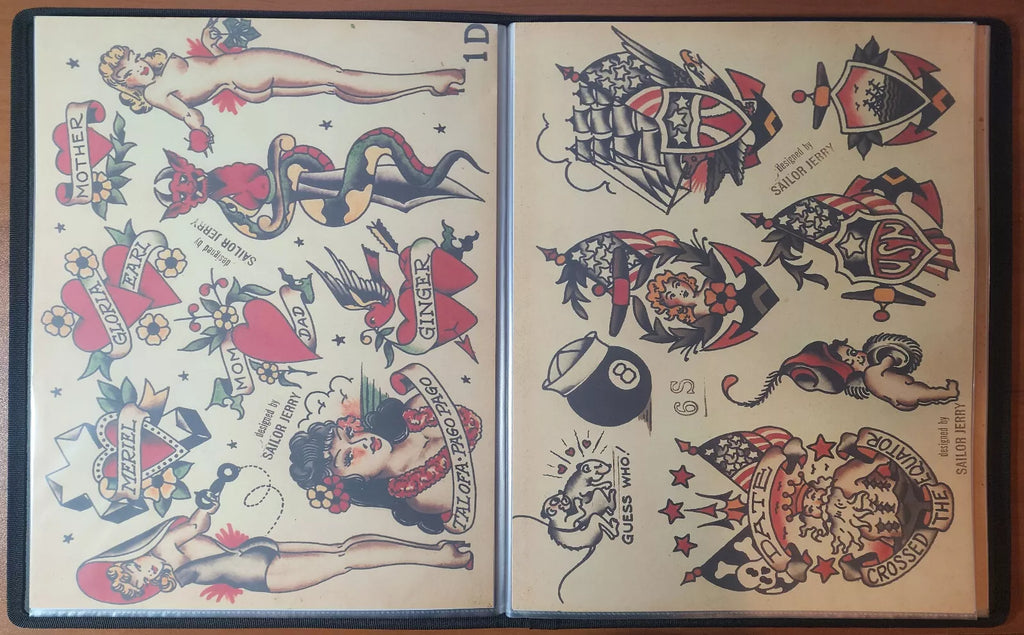 SAILOR JERRY Traditional Vintage Style Tattoo Flash Portfolio Book 50 Sheets