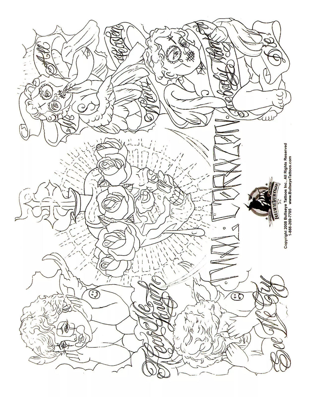 SAILOR JERRY Boog Gangsta Style Tattoo Flash Set 5 Sheets With Linework, Gangster, 11x14" 3