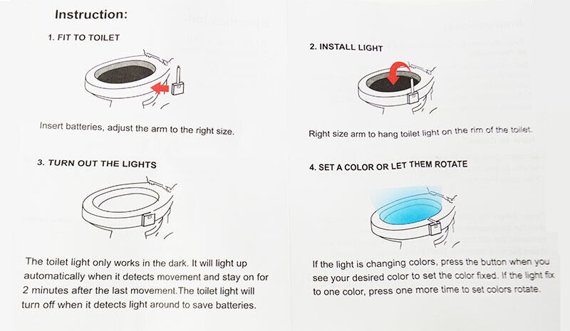 TECHTONGDA 8-Color Motion-Activated Toilet Night Light for Toilet Bowl