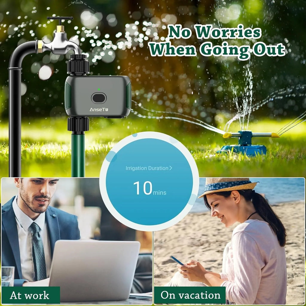ANSETO Wifi Water Timer for Garden Irrigation System, Hose Timer for Lawn Watering System