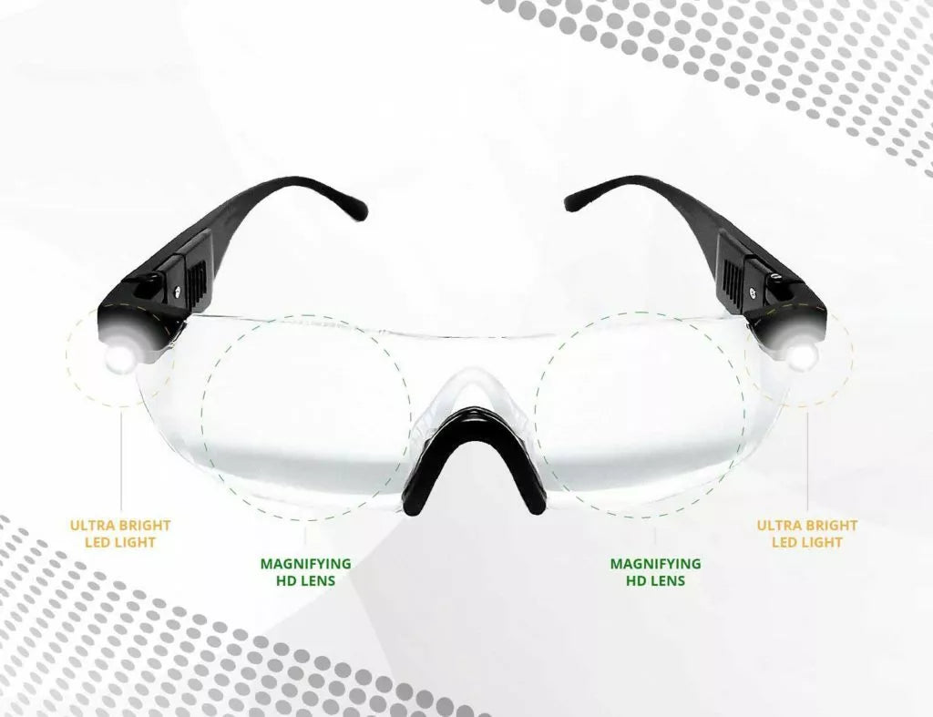 GEEK-VISION LED Magnifying Eyewear Glasses w/ Batteries