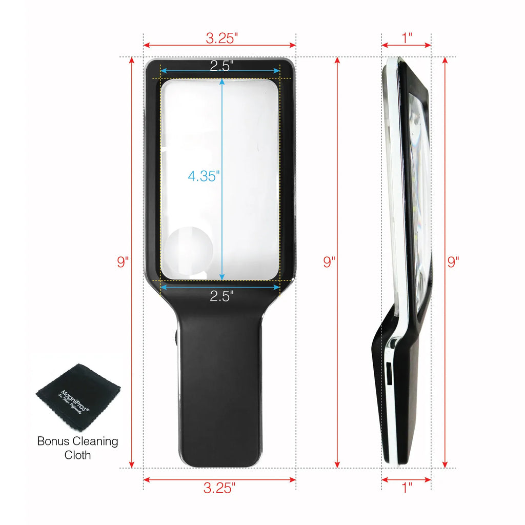 MAGNIPROS [Rechargeable] 4X Large Ultra Bright Magnifying Glass with 10 Dimmable LEDs
