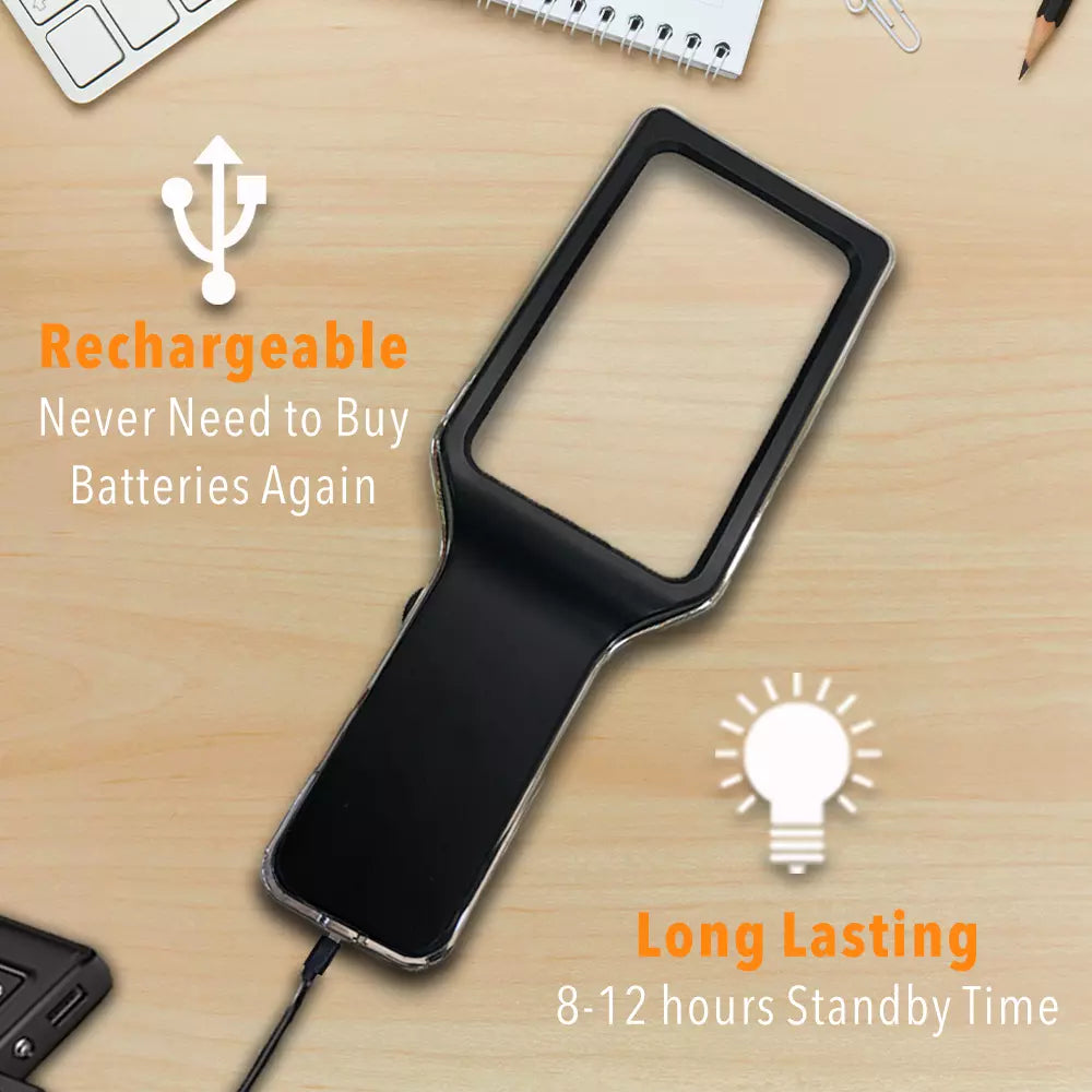 MAGNIPROS [Rechargeable] 4X Large Ultra Bright Magnifying Glass with 10 Dimmable LEDs