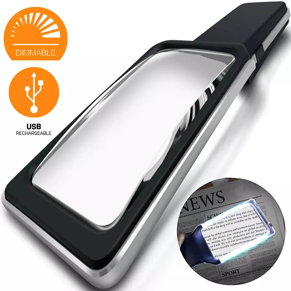 MAGNIPROS [Rechargeable] 4X Large Ultra Bright Magnifying Glass with 10 Dimmable LEDs