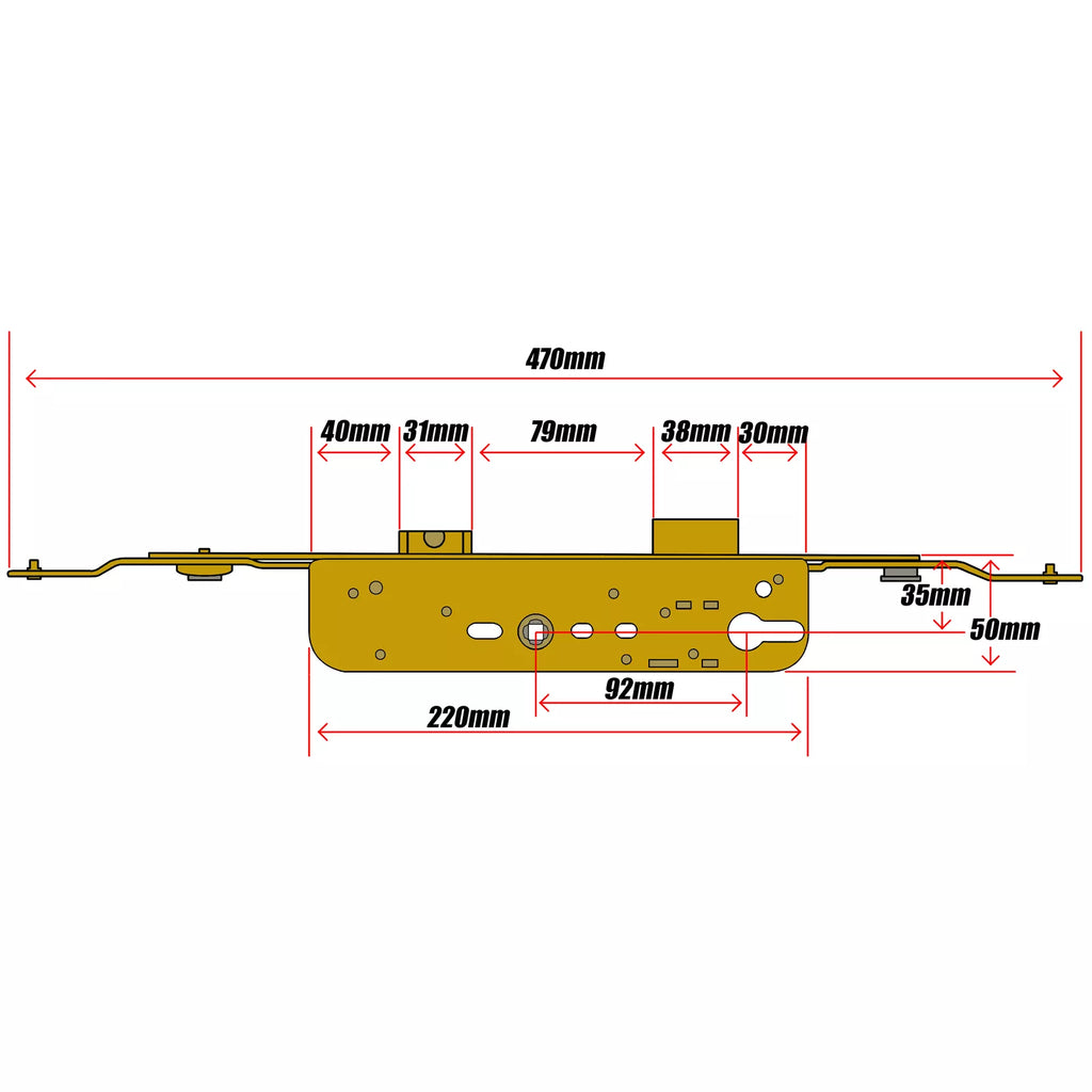 Roto MVD 340 Generic Replacement Door Lock Gearbox Centre Case 35mm