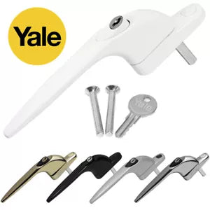 Yale uPVC Universal Window Handle Inline Locking Espag Double Glazing: Colour: White, Size: 20mm