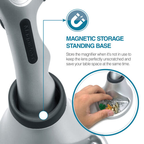 MAGNIPROS Large 3x Magnifying Glass With 10 Ultra Bright & Dimmable LEDs Magnetic Base