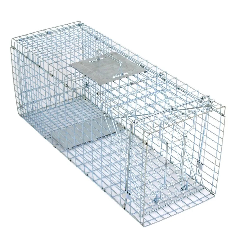 32" Live Animal Cage Trap Heavy Duty Folding Raccoon Traps Humane Cat Trap