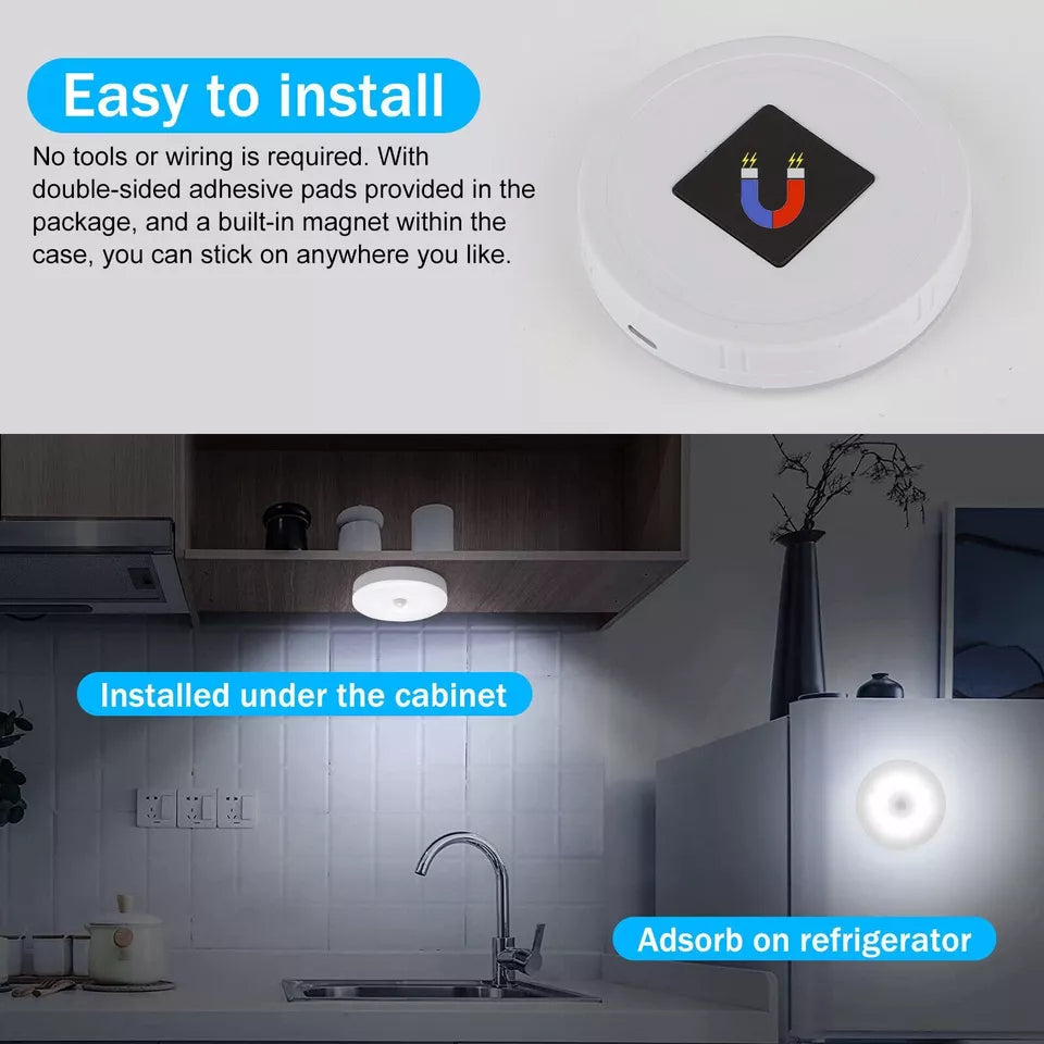 3 PCS Motion Sensor LED Night Light Battery Powered Indoor Closet Wall Cabinet