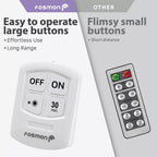 Wireless Stick On Puck LED Tap Light Bright Remote Battery Under Cabinet Closet - Bundle: 6 Lights with 2 Remote Control