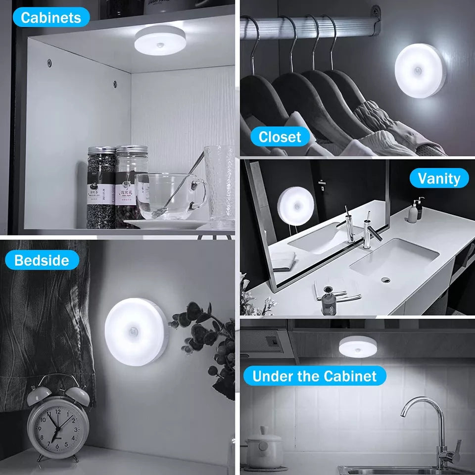 3 PCS Motion Sensor LED Night Light Battery Powered Indoor Closet Wall Cabinet