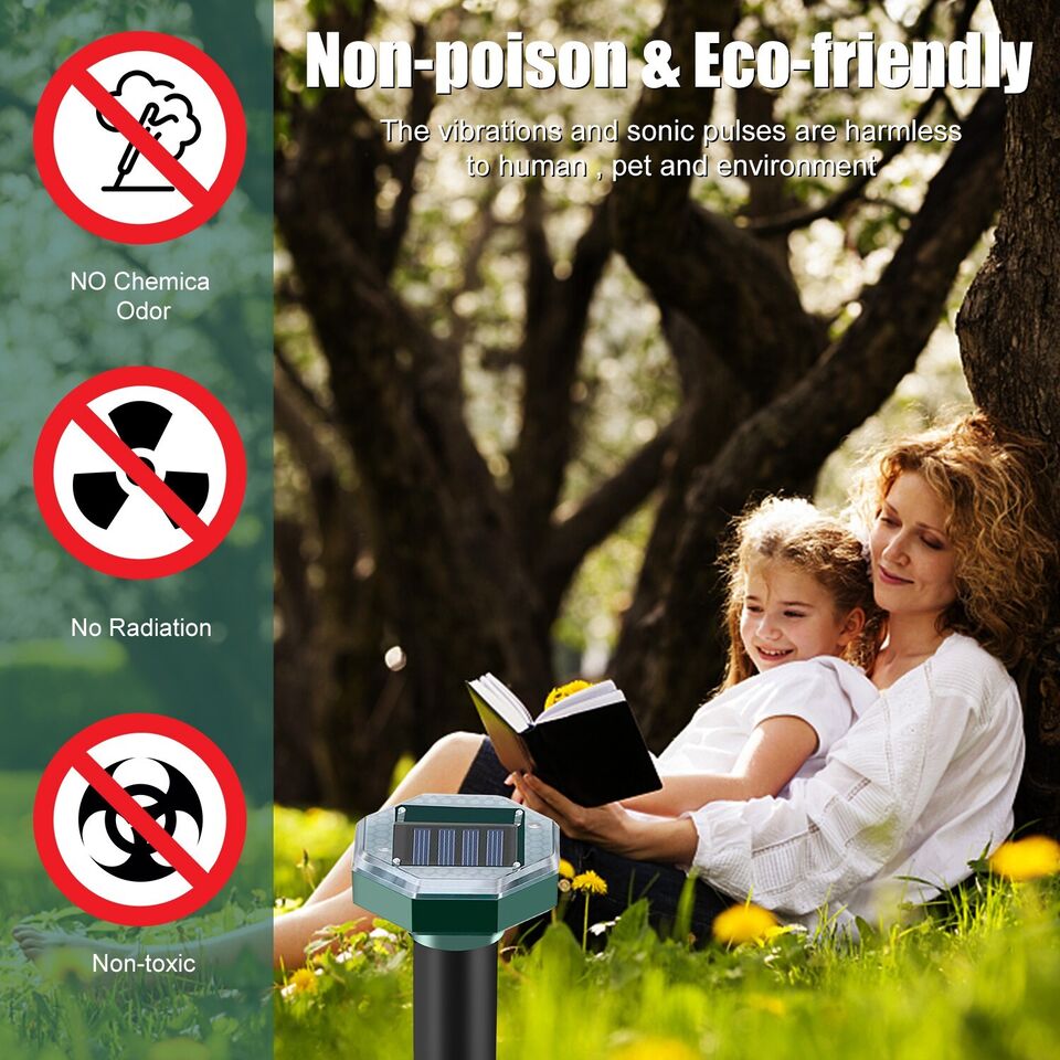 Solar Ultrasonic Animal Repeller Garden Pest Repellent Dog Cat Rabbit Raccoon US