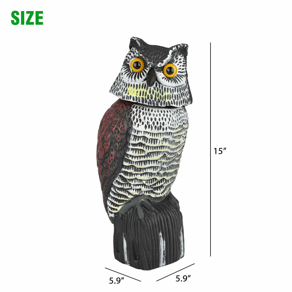 Large head owl decoy Protect garden Yard Pest Repellent Bird Scarecrow outdoor