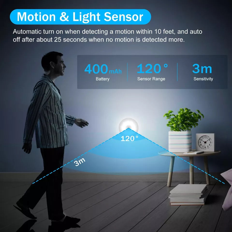 3 PCS Motion Sensor LED Night Light Battery Powered Indoor Closet Wall Cabinet