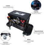 3-Drawer Tattoo Barber Rolling Chest Workstation Seat With Magnetic Side Trays