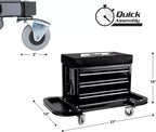3-Drawer Tattoo Barber Rolling Chest Workstation Seat With Magnetic Side Trays