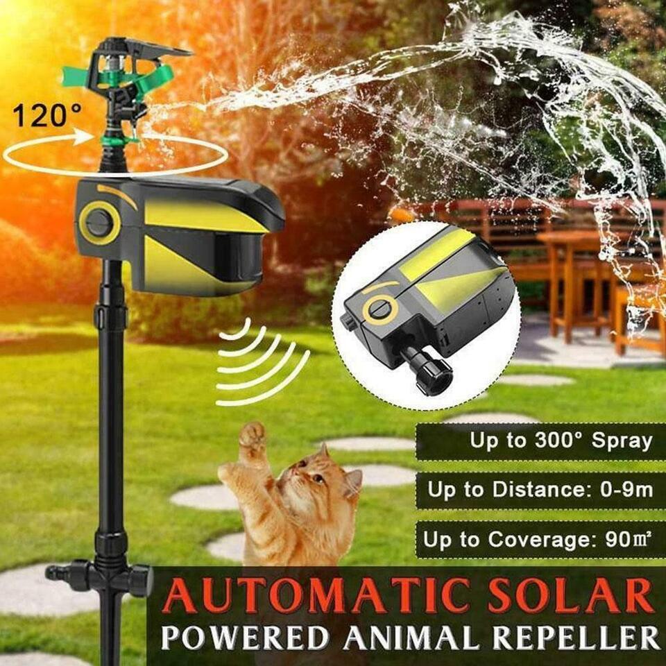 Solar Power Animal Repellent Sprinkler Motion Activated Garden For Yard I2J9