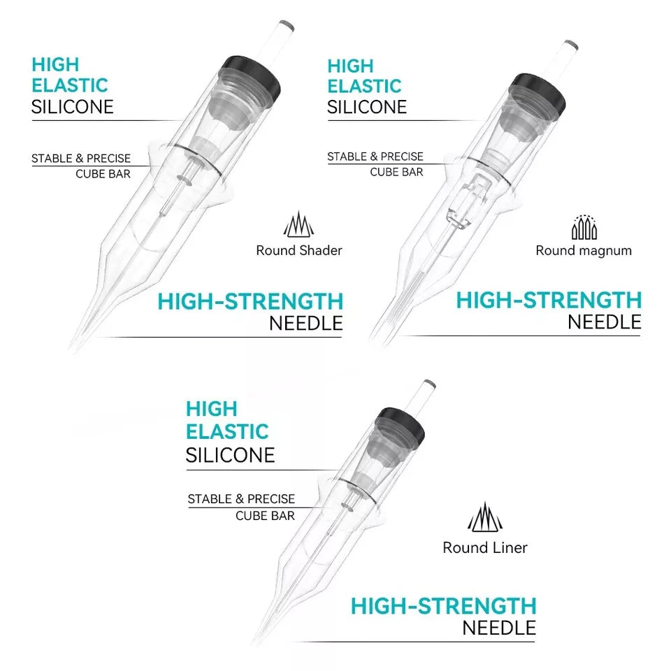 Solong Tattoo Cartridge Needles 20PCS Professional Safety Cartridges (3RL- 0.35mm-Standard)