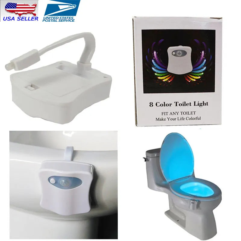 Toilet Night Light 8 Color LED Motion Activated Sensor Bathroom bowl Seat Lamp