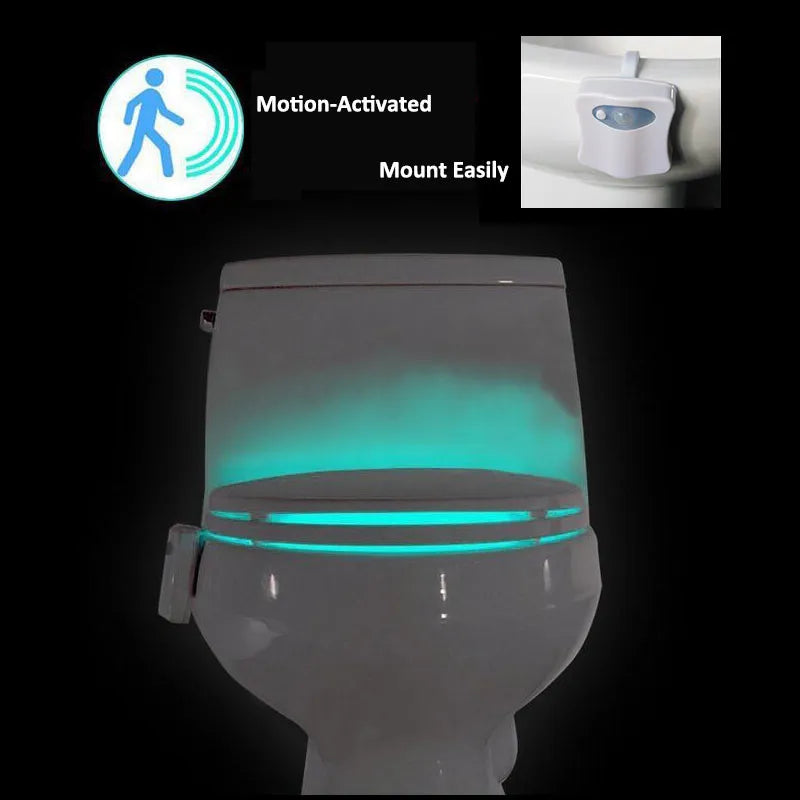 Toilet Night Light 8 Color LED Motion Activated Sensor Bathroom bowl Seat Lamp