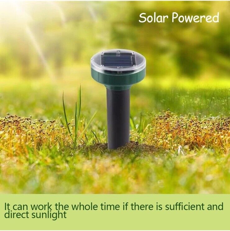 4 Pack Solar Power Ultrasonic Mice Gopher Mole Pest Snake Repellent Repeller US