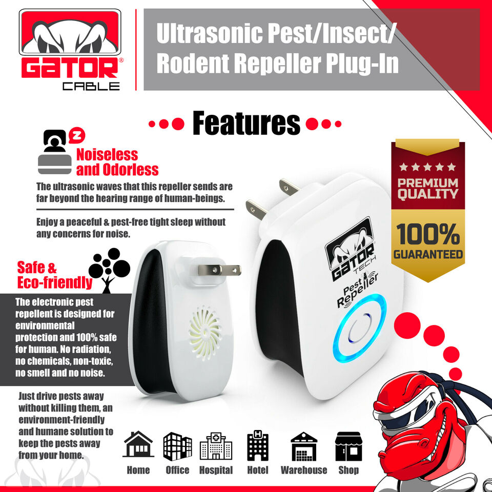 Ultrasonic Pest Insect Rodent Repeller Electronic Plug-In Mice Rat Cockroach Bug