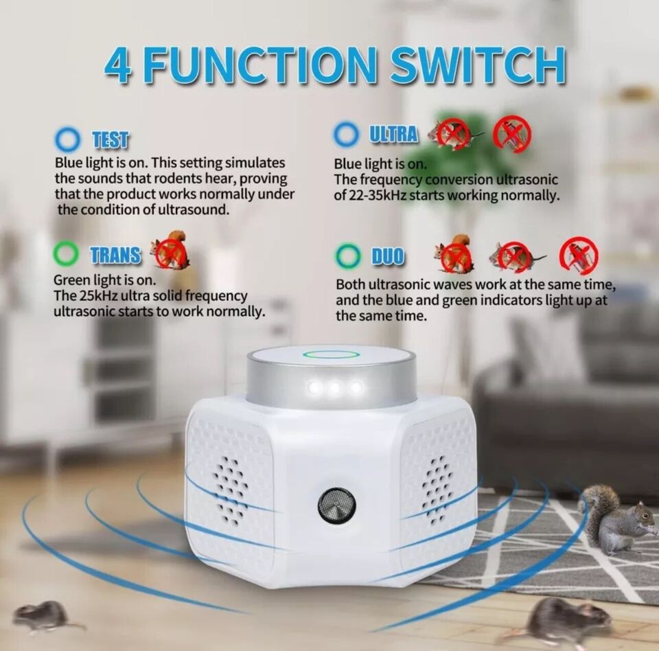 For Ultrasonic Mouse Repellent Squirrel Repeller Rodent Detector Rat Deter US