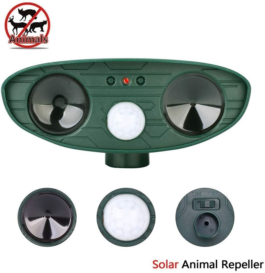Ultrasonic Animal Repeller Solar Motion Activated Critter Repellent Farm Garden