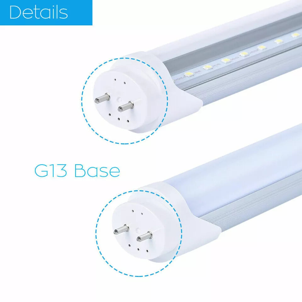 8 LED Tube Light 4FT 22W Dual-Ended Power Bypass Ballast CLEAR MILKY - Color: 6000K~6500K, Pack: 25 Pieces