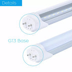 8 LED Tube Light 4FT 22W Dual-Ended Power Bypass Ballast CLEAR MILKY - Color: 6000K~6500K, Pack: 25 Pieces