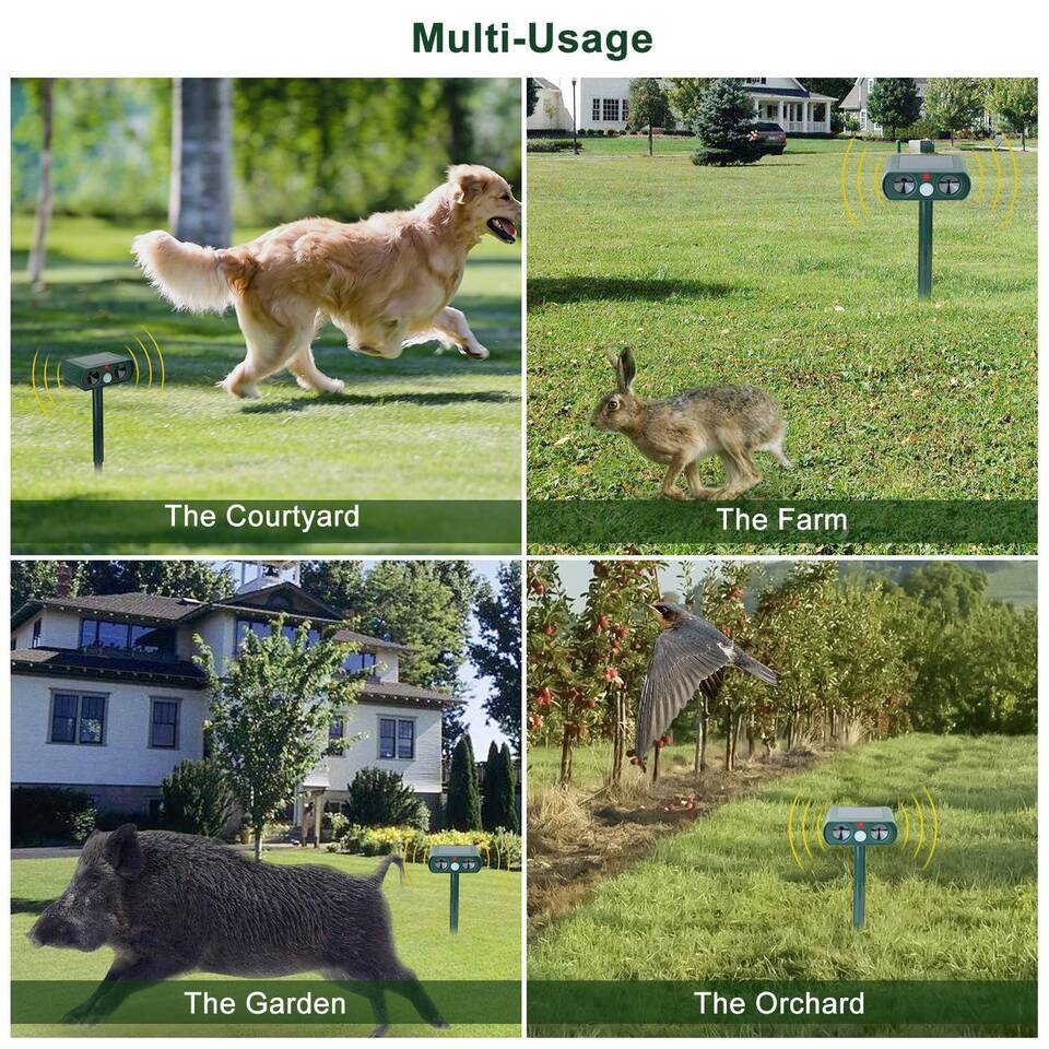 Ultrasonic Animal Repeller Solar Motion Activated Critter Repellent Farm Garden