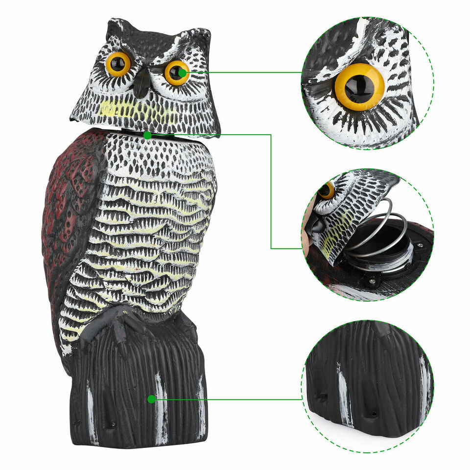 Large head owl decoy Protect garden Yard Pest Repellent Bird Scarecrow outdoor