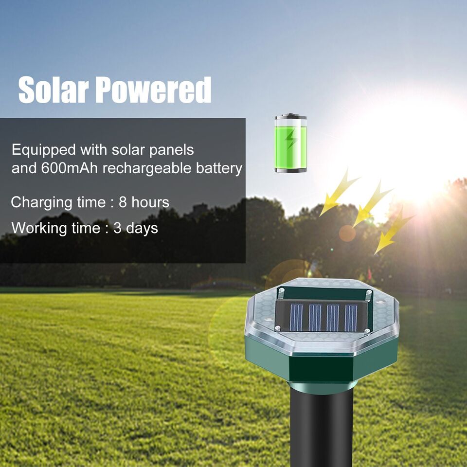 Solar Ultrasonic Animal Repeller Garden Pest Repellent Dog Cat Rabbit Raccoon US