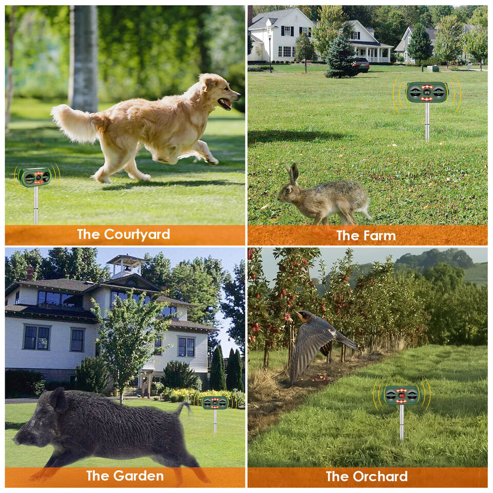 Solar Ultrasonic Animal Repeller Sensor Deer Raccoon Squirrel Garden Repellent