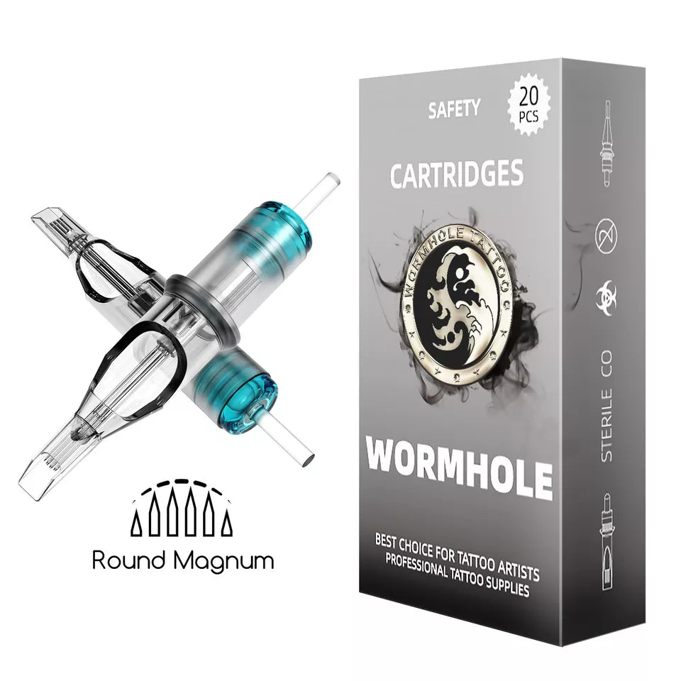 40PCS ASSORTED WORMHOLE DISPOSABLE TATTOO CARTRIDGES NEEDLE 3/5/7/9RL 5/7M 5/7CM