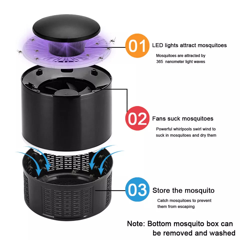 MIGNOVA Black Electric Fly Bug Zapper Mosquito Insect Killer LED Light Trap Pest Control Lamp
